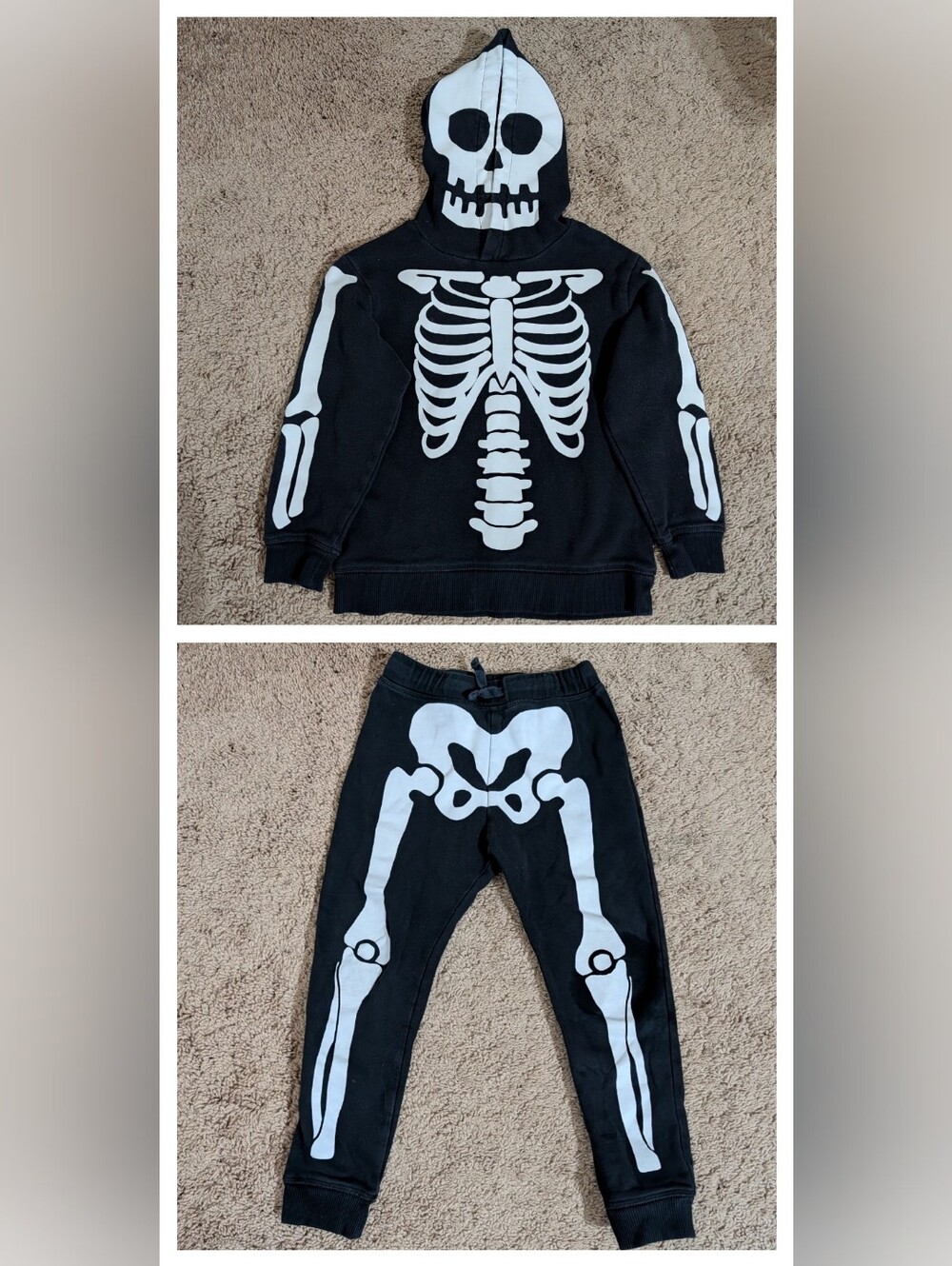 H&M Black & White Kids Skeleton Hoodie and Joggers Set